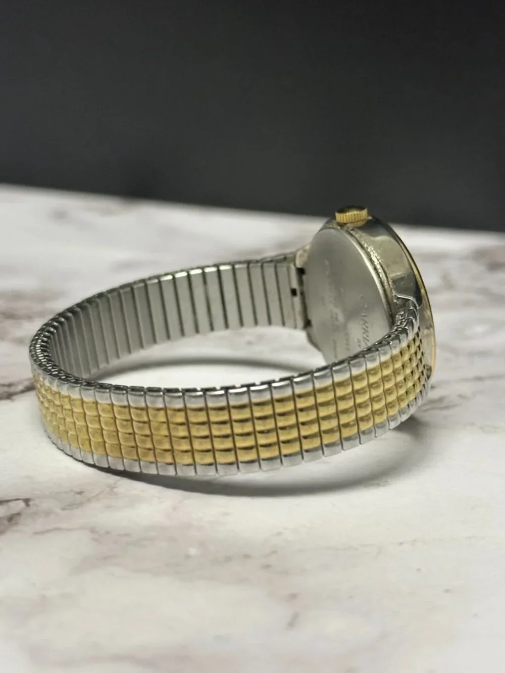 3/$30 Carriage Watch Women Silver Gold Two Tone Stretch Band Easy To Read